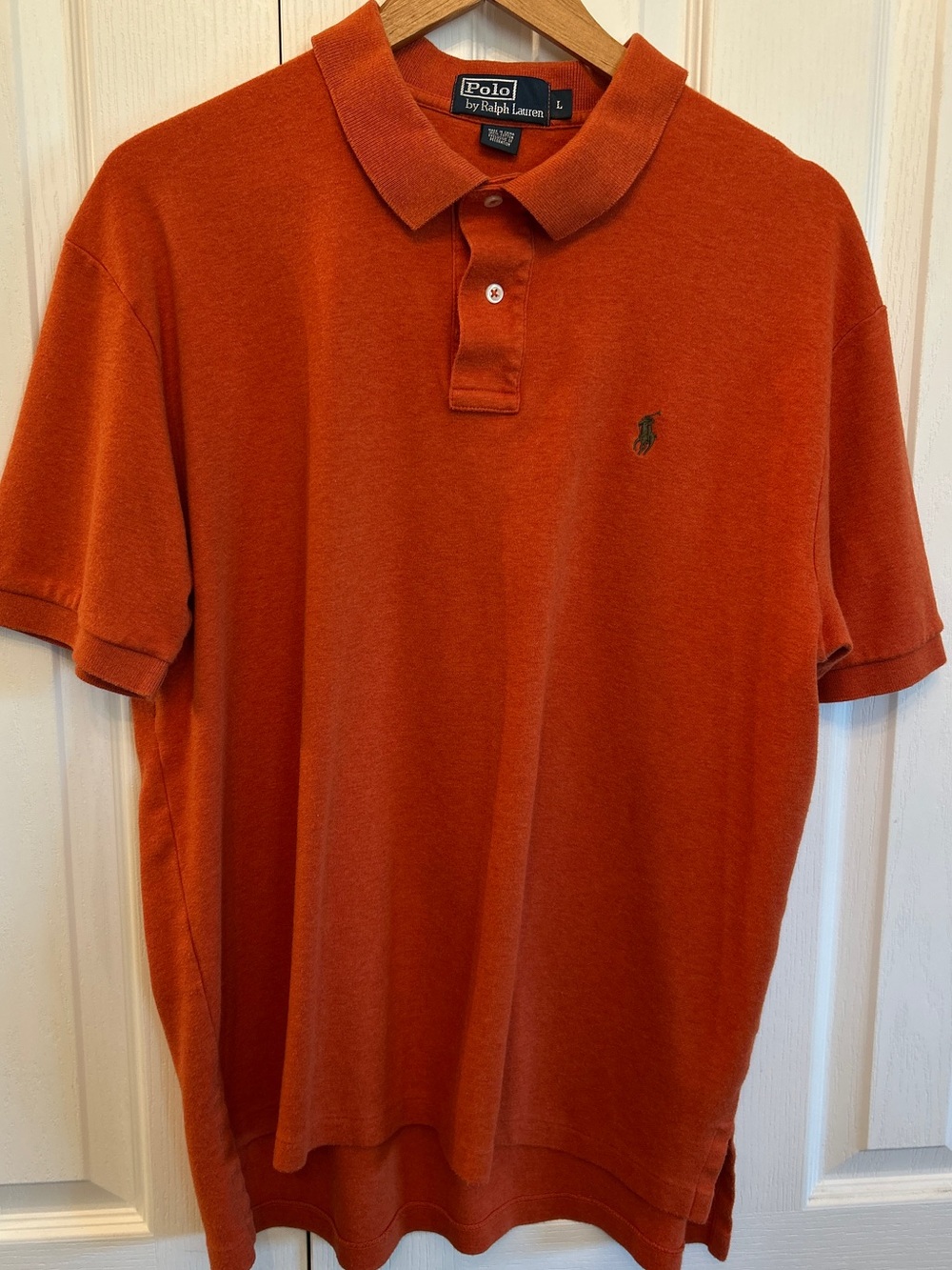 Vintage Polo Ralph Lauren Burnt Orange Polo Brown Pony 100% Cotton L